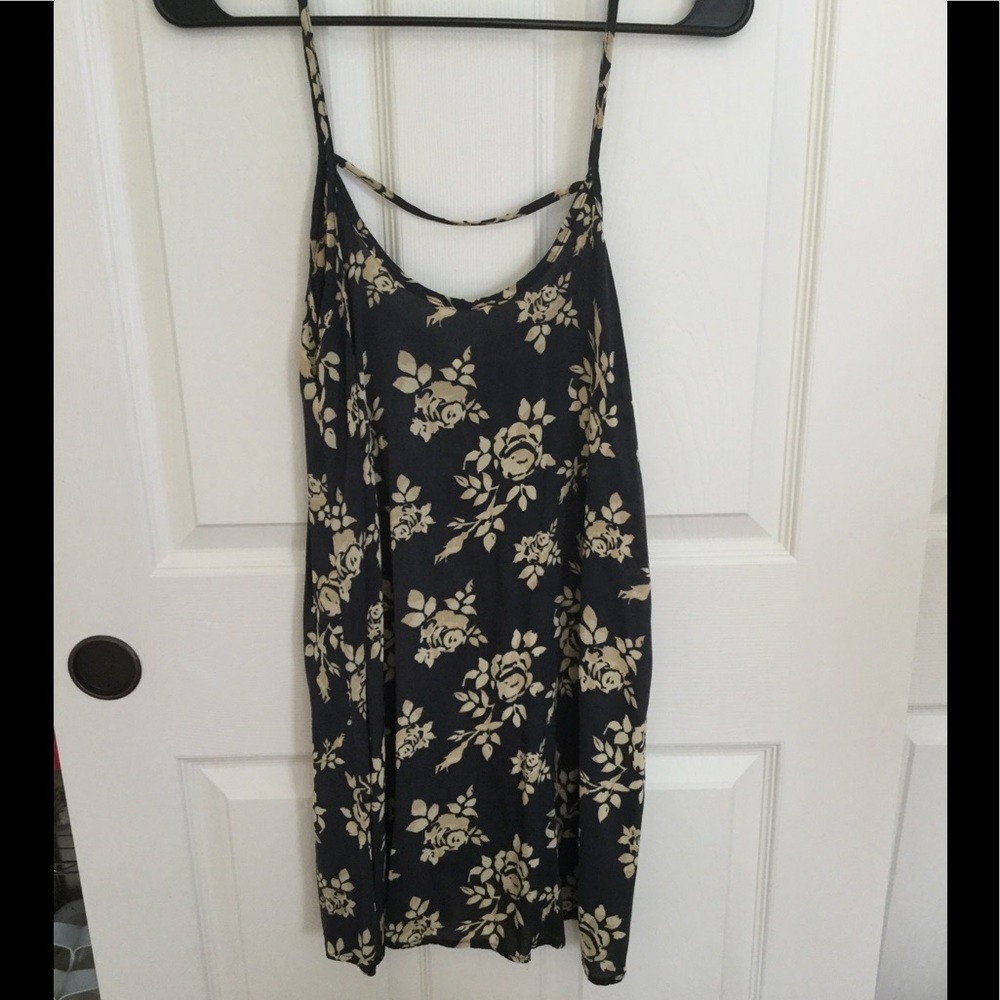 NWOT grayish blue and yellow dress with flowers